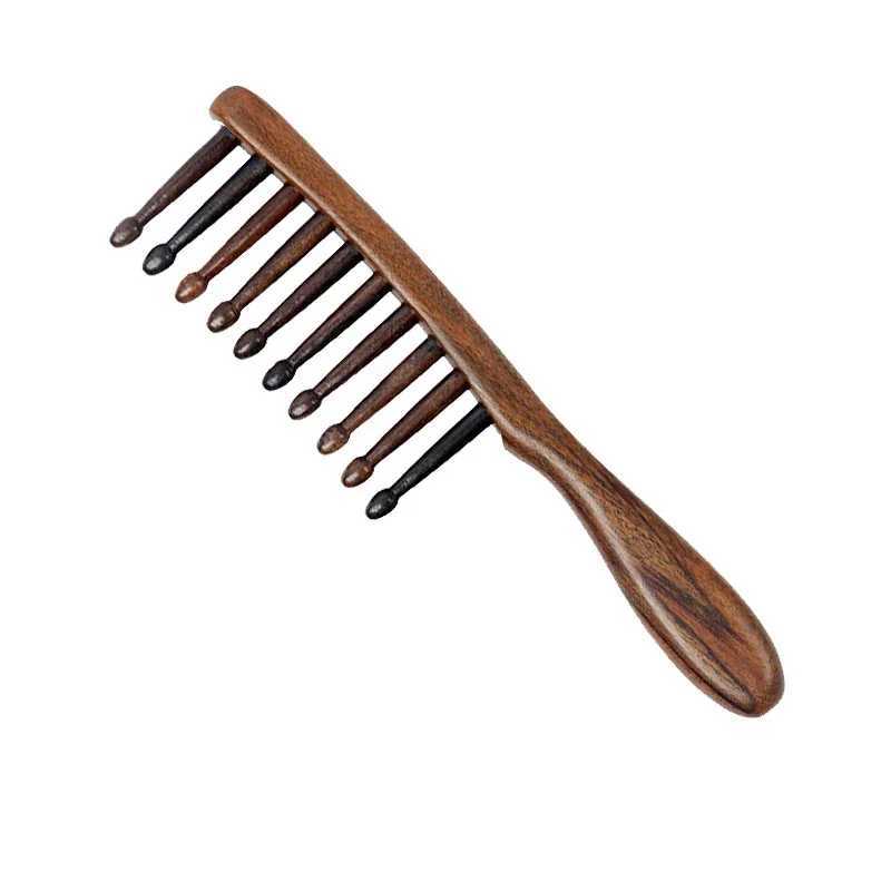 Pc natural wood comb meridian massage anti-static wide tooth comb suitable for women with straight curly hair W241112