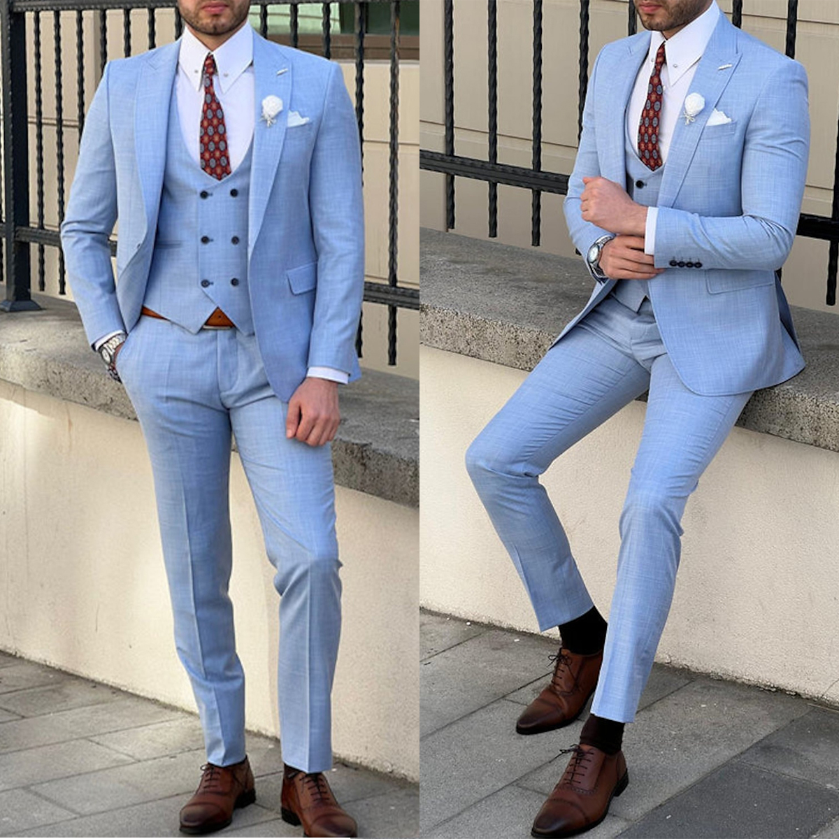 Classic Wedding Men's Blazer Tuxedos Peaked Lapel Single Breasted Ceremony Formal Groom Wear Party Birthday Pants Suits Vest 3 Pieces Custom Made