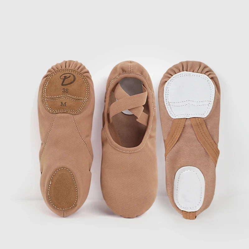 Girls ballet elastic soft sole professional canvas slider ballet shoes ballet flat bottomed elastic canvas split soft sole 241111