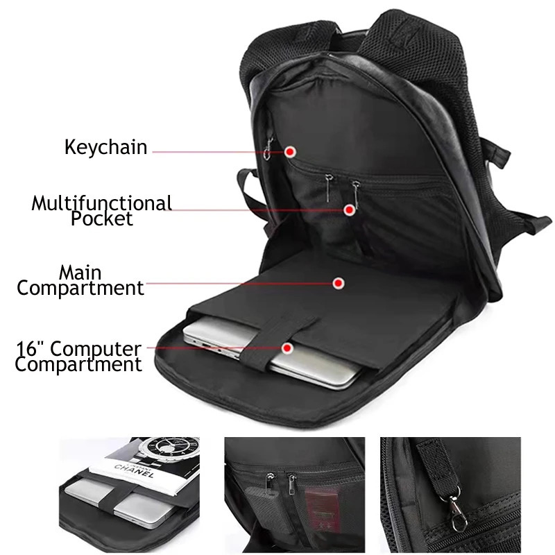 Men Leather Backpack Waterproof Laptop Large Capacity Business with USB Charging Male Travel Sport Daypack 241111