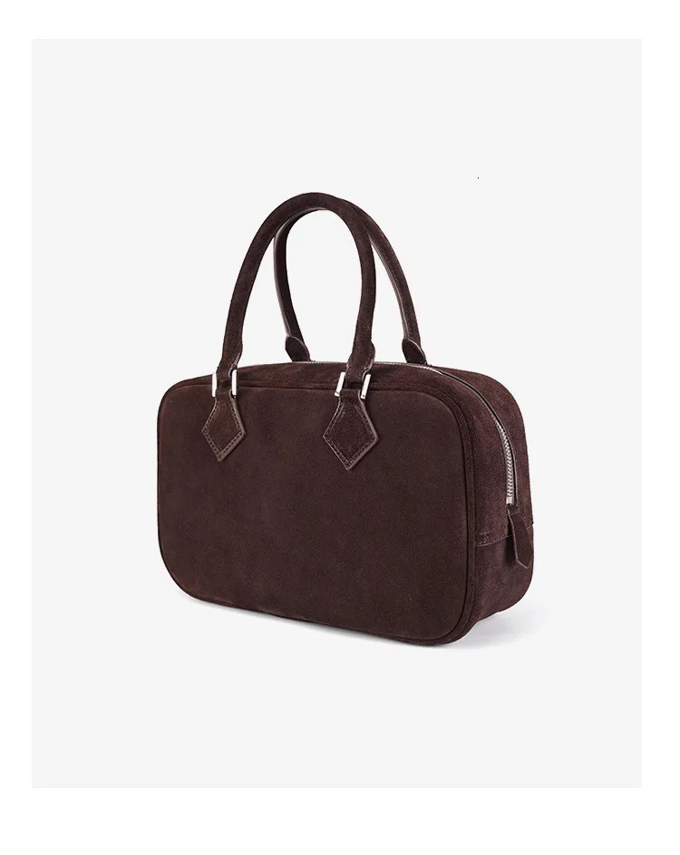 Boston Bags Genuine Leather Woman Tote Crossbody Vintage Bowg Handbag Purses Suede Cowhide Pillow New Genuine Leather BagVoyage