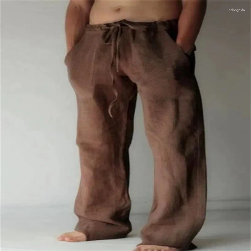 Mens Pants Cotton Linen Casual Male Shorts Breathable Trousers Fitness Streetwear For Men Clothing Jogging Autumn Summer