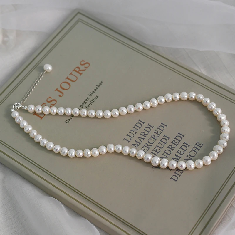 Natural freshwater pearl necklace 925 sterling silver jewelry womens gift fashion 241112