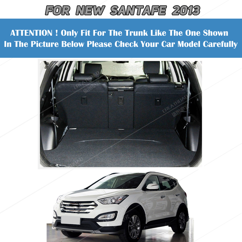 Auto Full Coverage Trunk Mat For Hyundai Santa Fe 5-Seat 2013-2018 14 15 16 Car Cover Pad Cargo Interior Protector Accessories 5064d