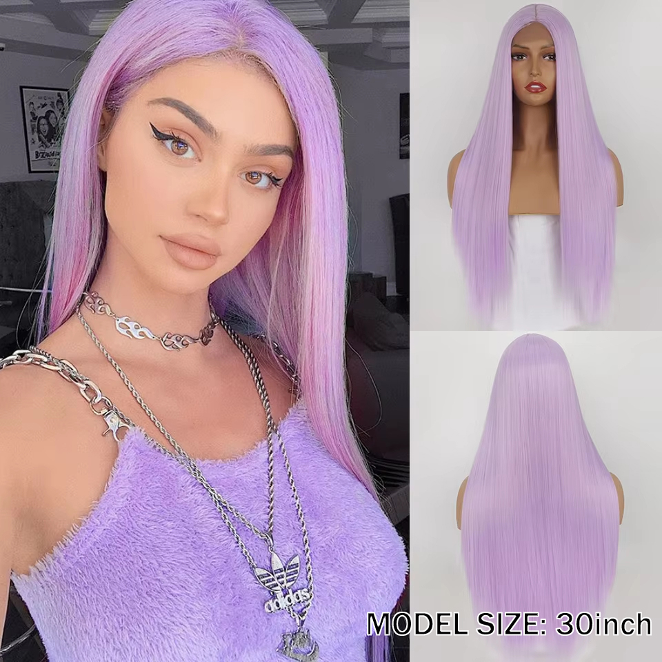 130Density Lace Frontal Wig front Straight Lace Front Hair Wigs For Black Women Long Cosplay Synthetic Wig Preplucked