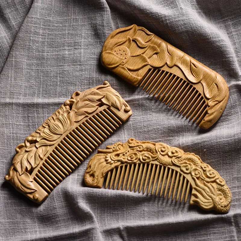 Wooden Comb Carving Phoenix Handmade Size Hair Brush Massage Hair Comb Female Gift Travel Natural Wooden Comb Thuja Portable W241112