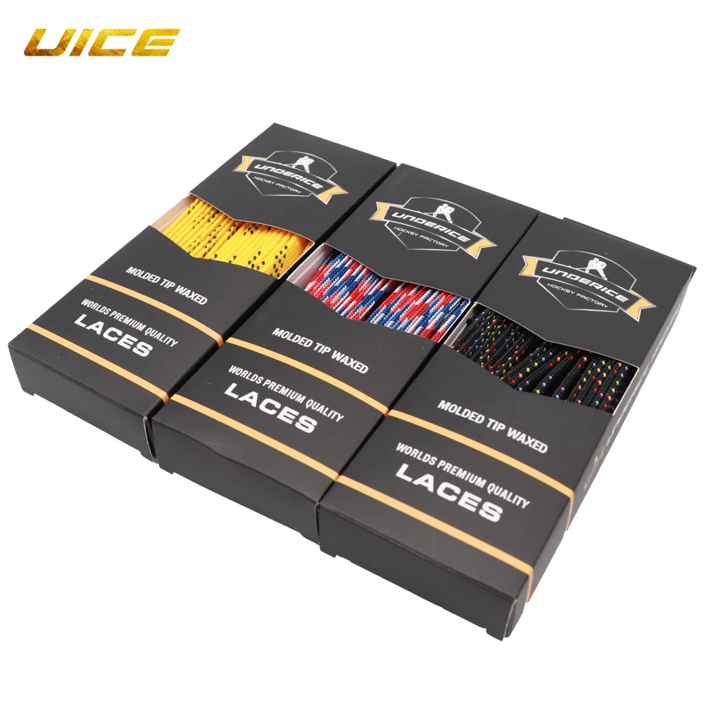 Ice Hockey Shoelaces 84/96/108/120in Box-Packed Ice Hockey Skate Laces Dual Layer Braid Extra Reinforced Waxed Tip Shoelace