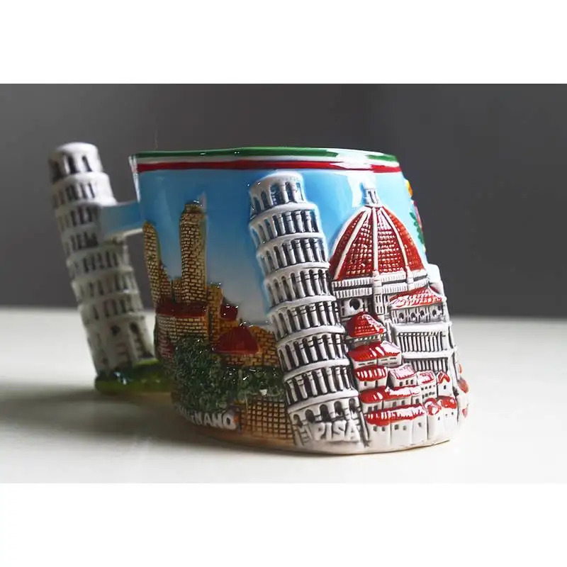 Creative Roman Italian Pizza Ceramic Cup Leaning Tower of Pisa Ceramics Coffee Cup Milk Coffee Cup Beverages Birthday Gift 241108