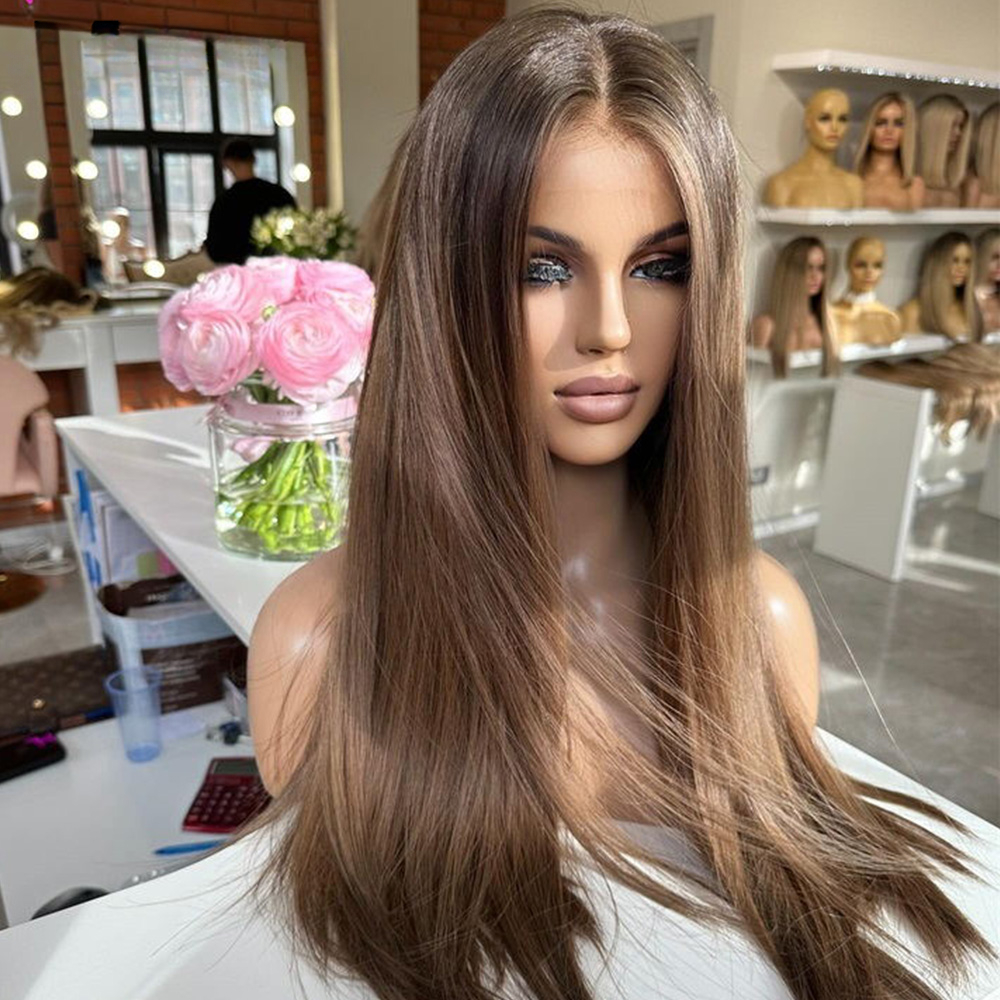 Free shipping Straight 13x4 Human Hair Chocolate Brown 13x6 HD Frontal Wig Colored Lace Front Wigs For Black Women