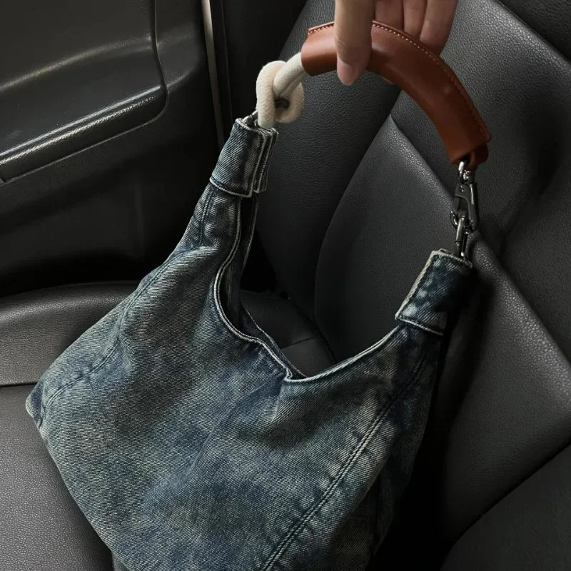 Gainny Y2k vintage denim handbag for women Korean fashion autumn fashion shoulder bag youth top handle handbag Harajuku 241111
