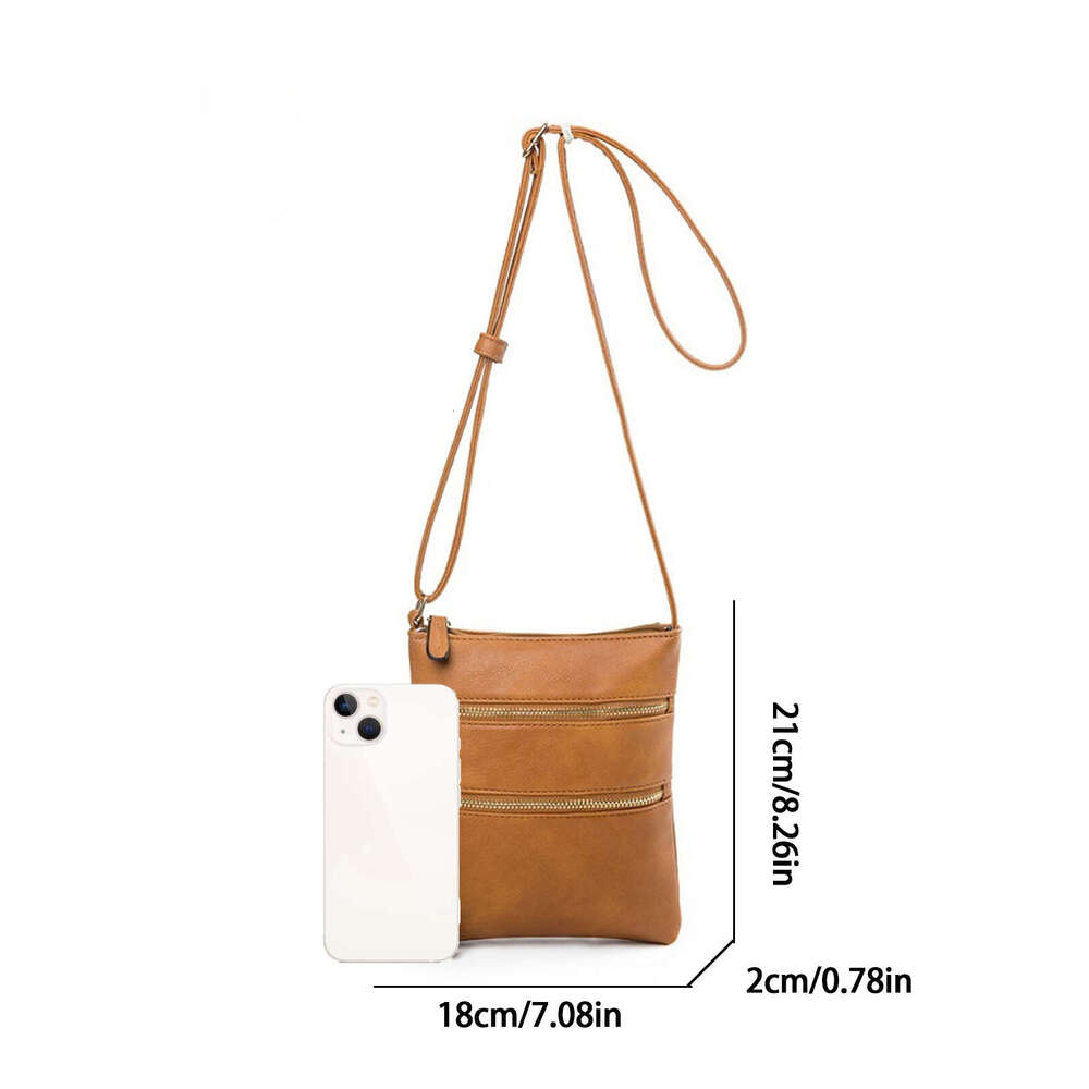 Casual multi-functional pocket double zipper vertical women's shoulder crossbody bag