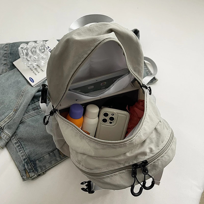 LEFTSIDE Womens Large Nylon Backpack Y2K Korean Fashion Womens Solid Color Backpack Womens Travel Backpack 241111