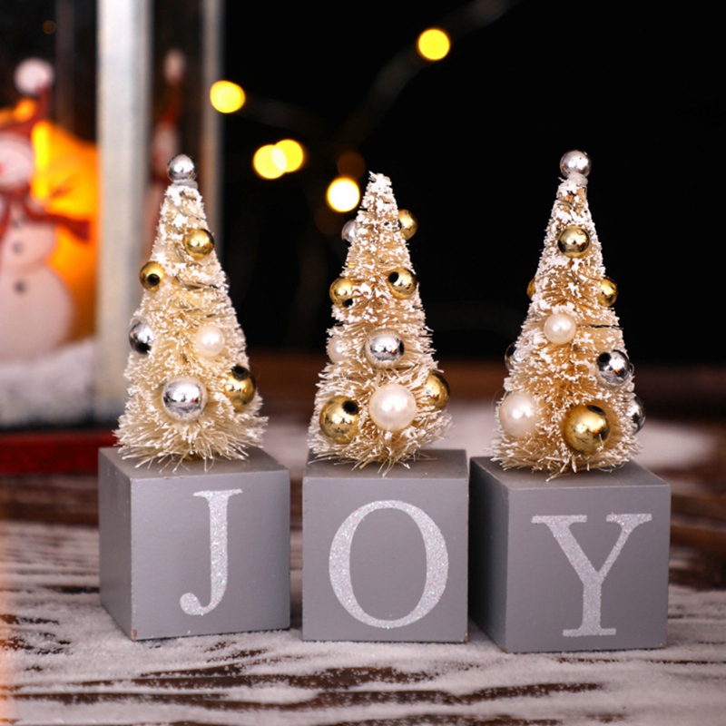 Tabletop Christmas Tree Wooden JOY XMAS NOEL Artificial Mini Christmas Tree Christmas Decorations for Desktop Ornaments ce2d1
