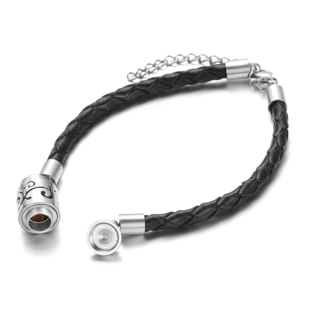 Trendy Aromatherapy High Quality Black Leather Diffuser Bracelet Vintage Hollow Out Charms Perfume Essential Oil Locket e6ad6