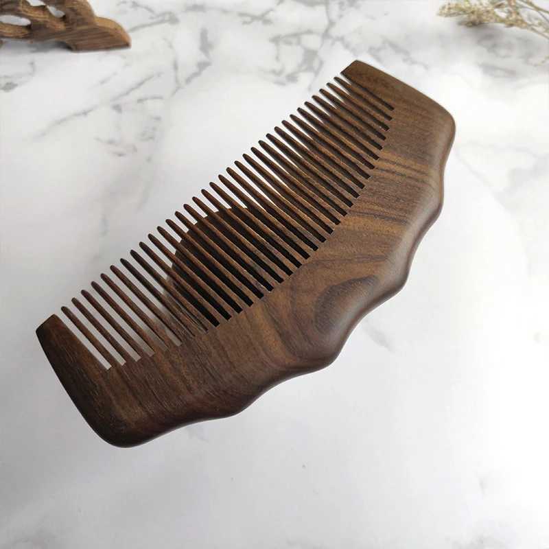 Small Comb Natural Green Sandalwood Structure Fine Teeth Hair Comb Anti static Head Embossed Points Massage Gift W241112