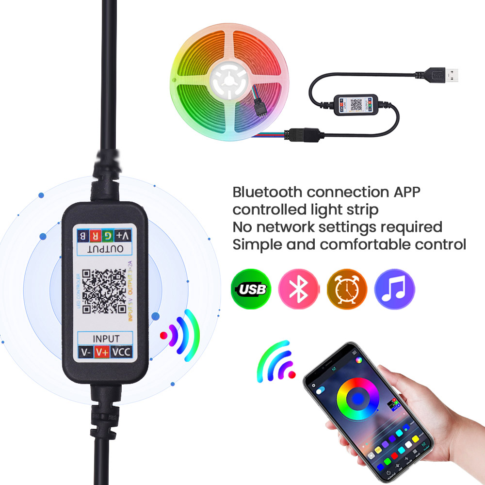 COB DC5V RGB LED Strip Light Bluetooth-compatible Remote Control 576LED/m High Density Linear Lamp Flexible Tape Home Decoration 576/m
