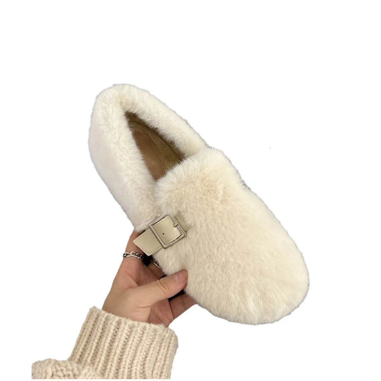 2024 Autumn Winter Womens Leisure Apartment Womens Moccasins Soft Loafers Fashion Comfortable Warm Plush Smooth Womens Cotton Shoes 241111