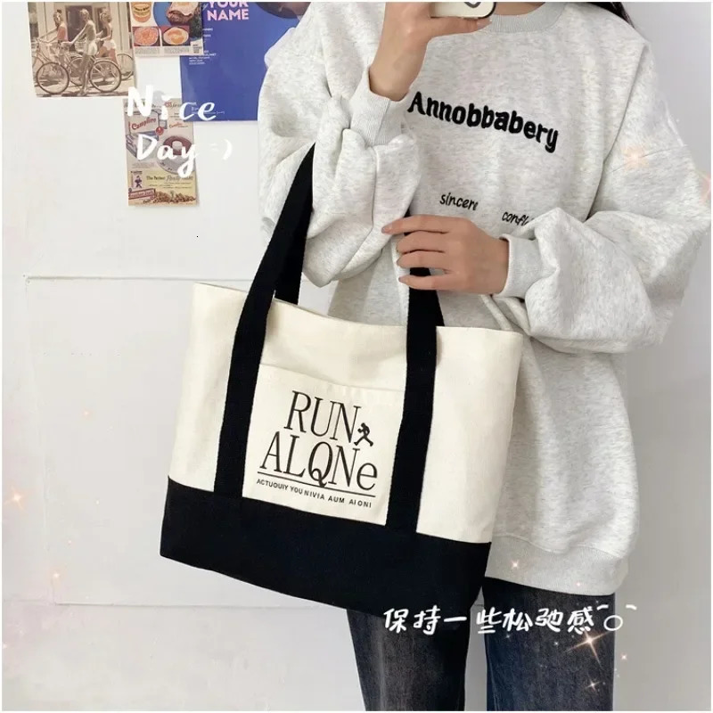 Womens Handbag Korean Fashion Shoulder Shopper Womens Canvas Retro Womens Handbag Wallet 241111