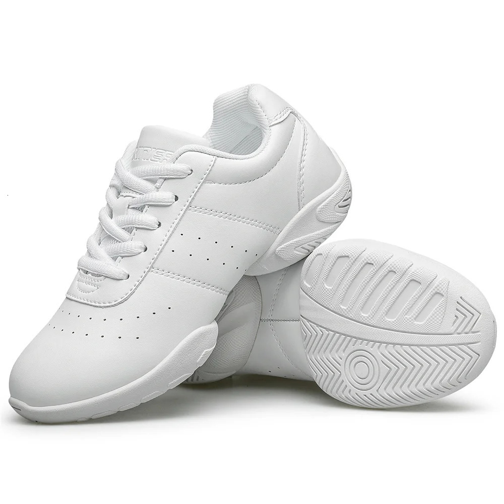 BAXINIER Girls White Dance Shoes Jazz Sneakers Youth Cheerleading Shoes Sports Training Tennis Childrens Athletic Aerobic Shoes 241111