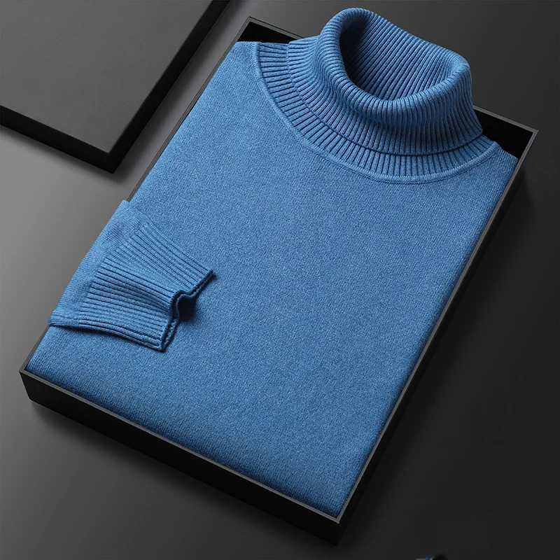 Autumn winter ultra-thin suitable for turtle neck sweater mens solid color warm knit pull-out mens casual knit long sleeved pull-out W2411111
