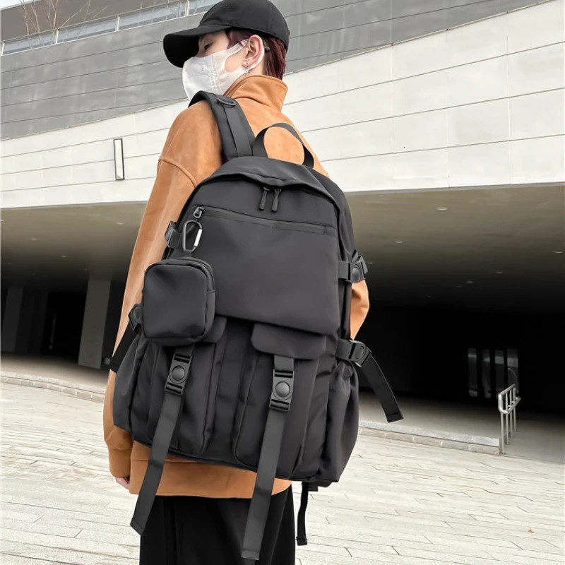 Street fashion trend Korean Rucksacks leisure travel high-capacity backpack Japanese solid full matching Y2k female student backpack 241111