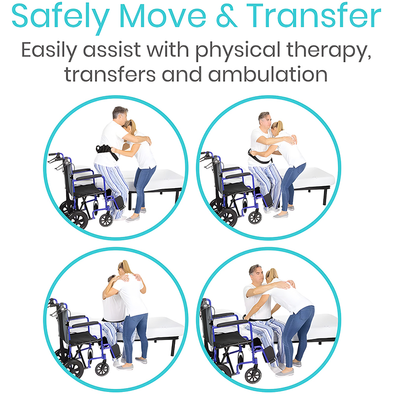 Gait Belt with Handles Senior Patient Transfer Belt for Elderly Nursing Safety Patient Assist Quick Release Metal Buckle