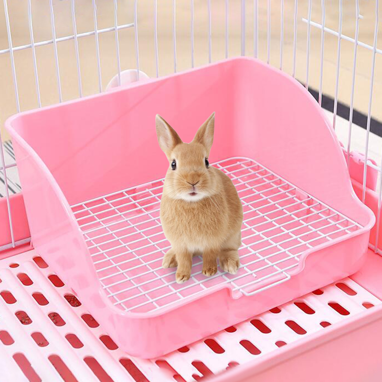 PP Plastic Rabbit Litter Box Rectangular Pet Toilet Chinchillas Bunny Potty Trainer Corner Small Animal Litter Pee Pan