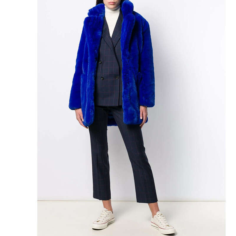 shanshi fur coat women Newly launched women's mid to long faux fur jacket loose plush soft lambskin warm jacket