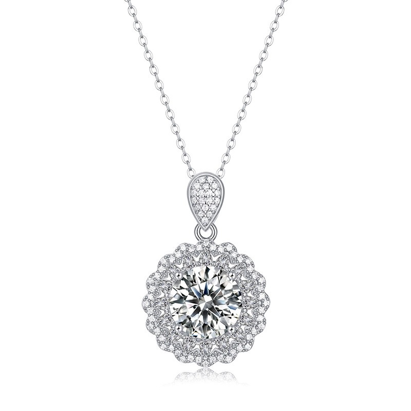 2024 Choucong Brand Flower Pendant Luxury Jewelry 925 Sterling Silver Round Cut White Topaz CZ Diamond Gemstones Party Women Wedding Clavicle Necklace