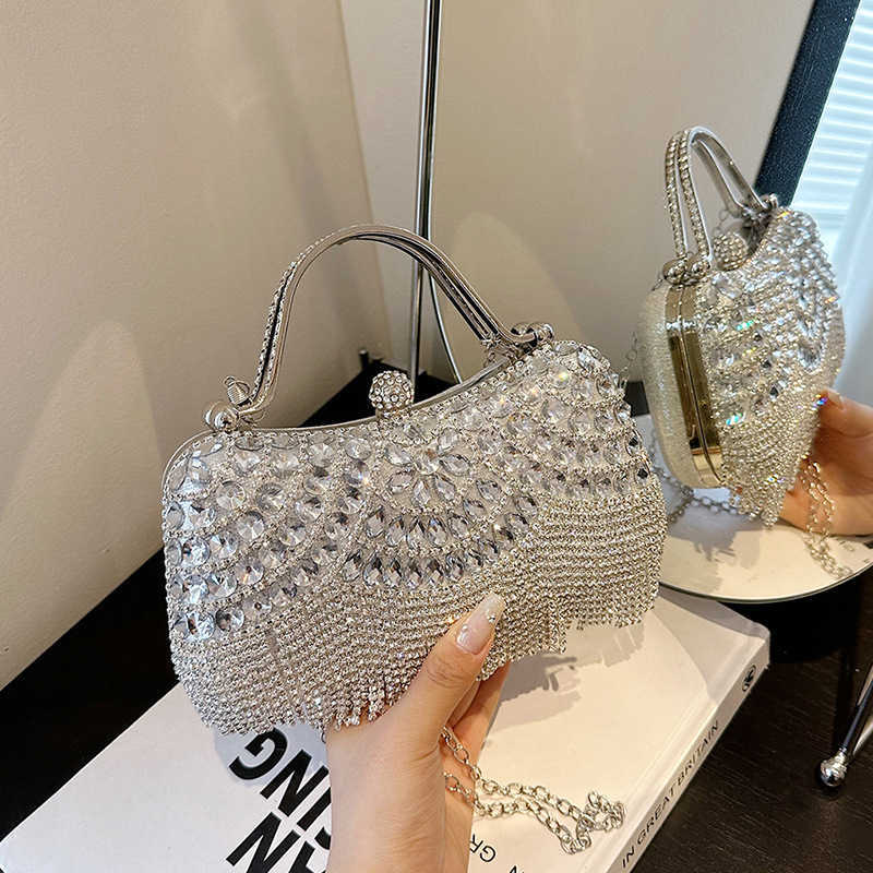 Socialite Banquet Women New Minimalist Banquet Handbag With Sparkling And Versatile Chain Shoulder Bag