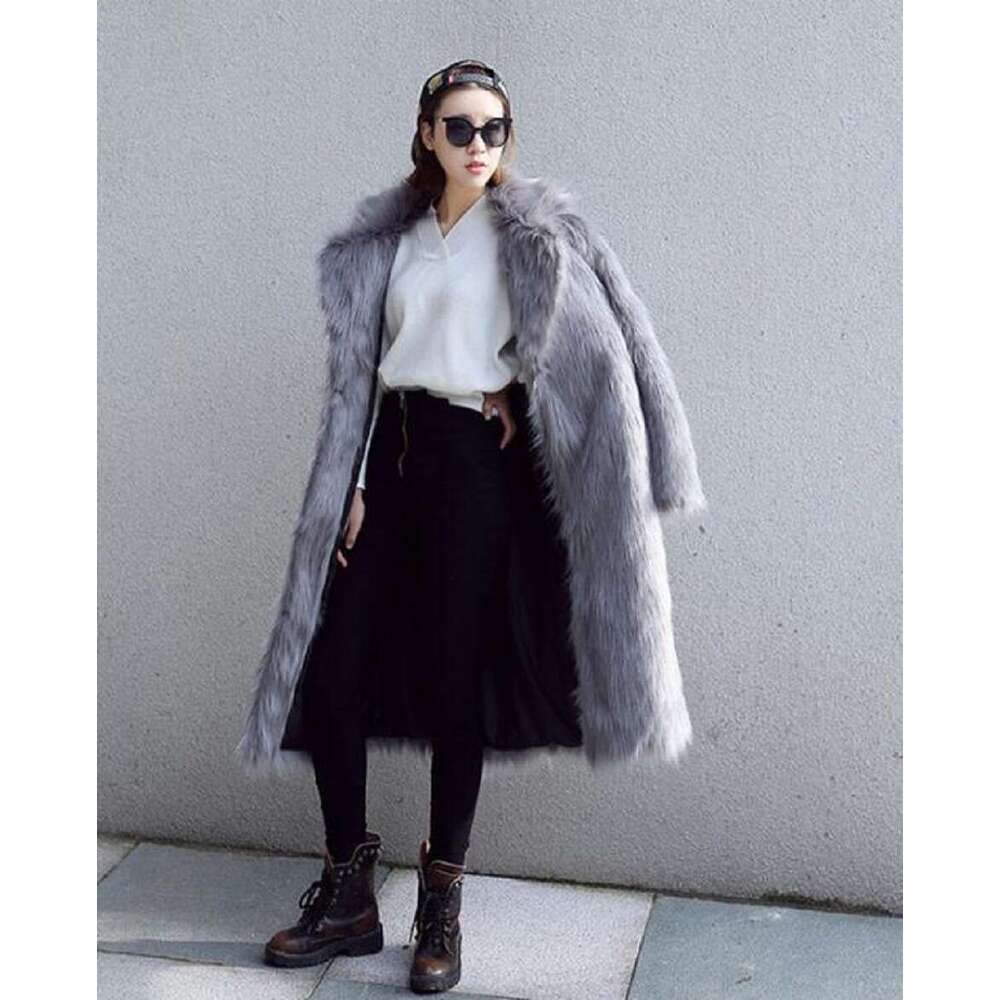 shanshi fur coat women Autumn and winter faux women's long synthetic coat fox fur