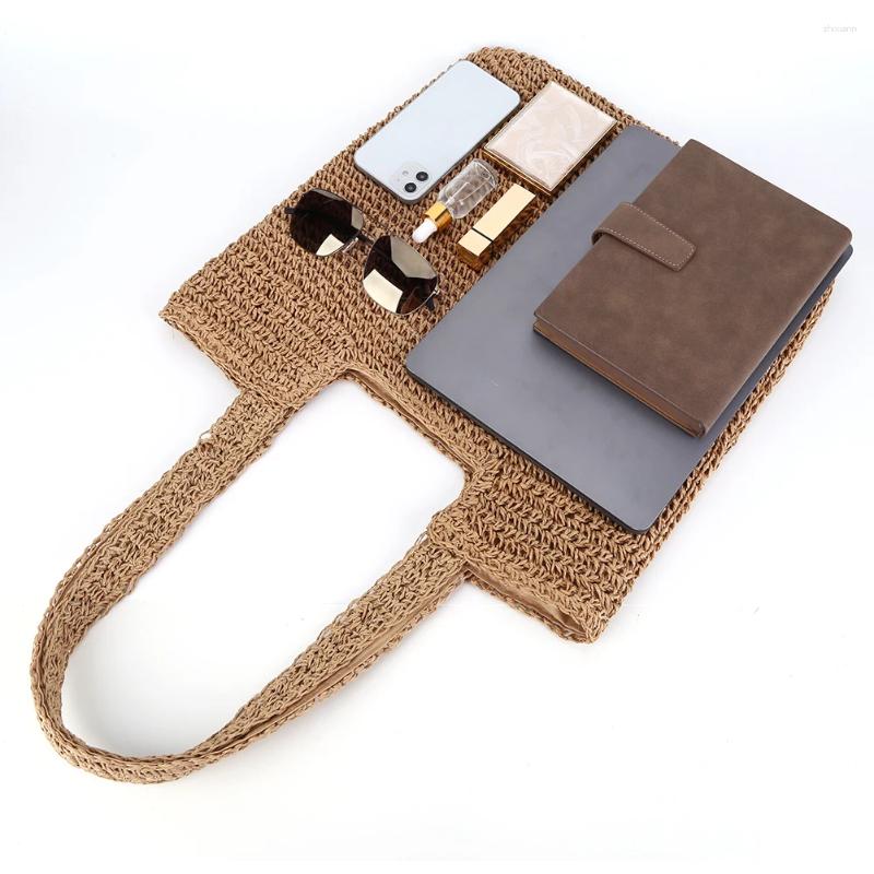 Totes Hand-Woven Handbags Summer Women Top-Handle Bags Large Capacity Paper Rope Handmade Fashion Simple Casual Shopping zhanyishengli