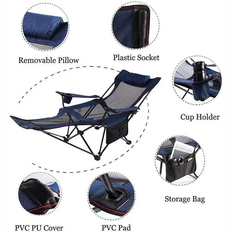 Portab folding cam lounge chair adjustable 2-in-1 lounge chair Rovab outdoor chair travel picnic lounge chairW241111