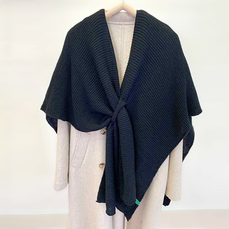 Women Neckerchief Scarf Knitted Shawl Large Neck Warm Solid Color Soft Costume Accessories Winter Lady Capes 1a8c5