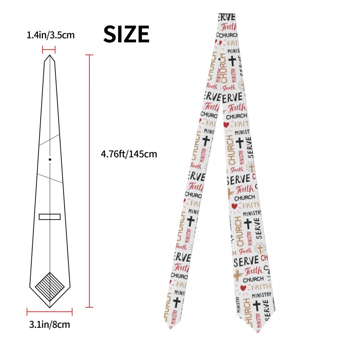 Christian Words Faith Church Ministry Serve Biblical Necktie Men Women Slim Polyester 8 cm Neck Tie for Men Accessories 17a46