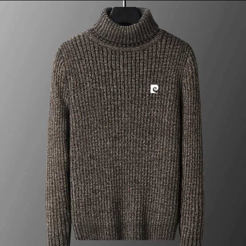 Winter sweater mens turtle neck black retro Korean fashion knitted floral casual loose long sleeved mens knitted thick sweater W2411111