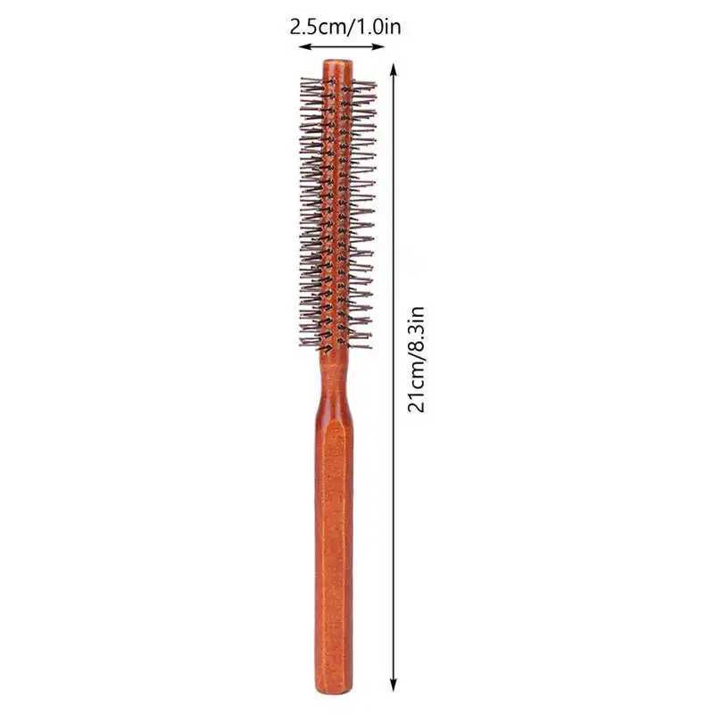 Round shaped hair brush curling iron small wooden brush unisex hair brush makeup salon tool W241112