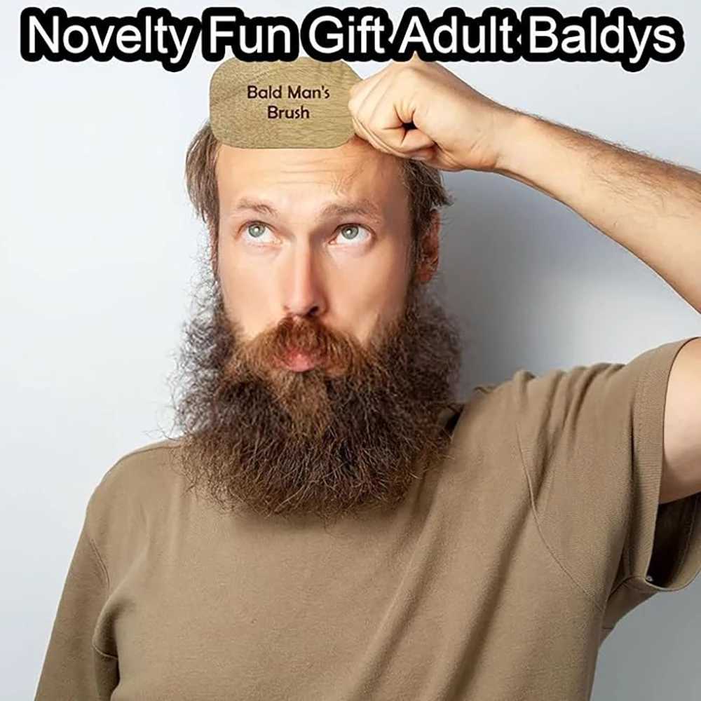 Bald man brushes fun wooden hair toothless comb bold head Polish shiny hair brush novel and interesting gift for adult bald W241112