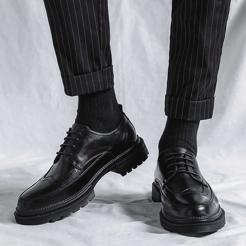 Men Dress Shoes Block Mens Shoes Korean Version Trendy British Casual Shoes Wedding Shoes Formal Pointed Groom's Leather Shoes 241009