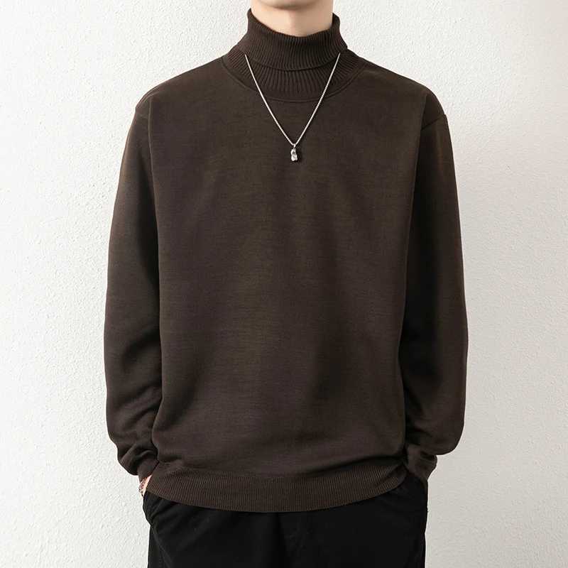 Mens Turtleneck Sweater Winter Warm Knitted Floral Korean Solid Color Casual Ultra Thin Sweater Mens Clothing Bottom Shirt W2411111