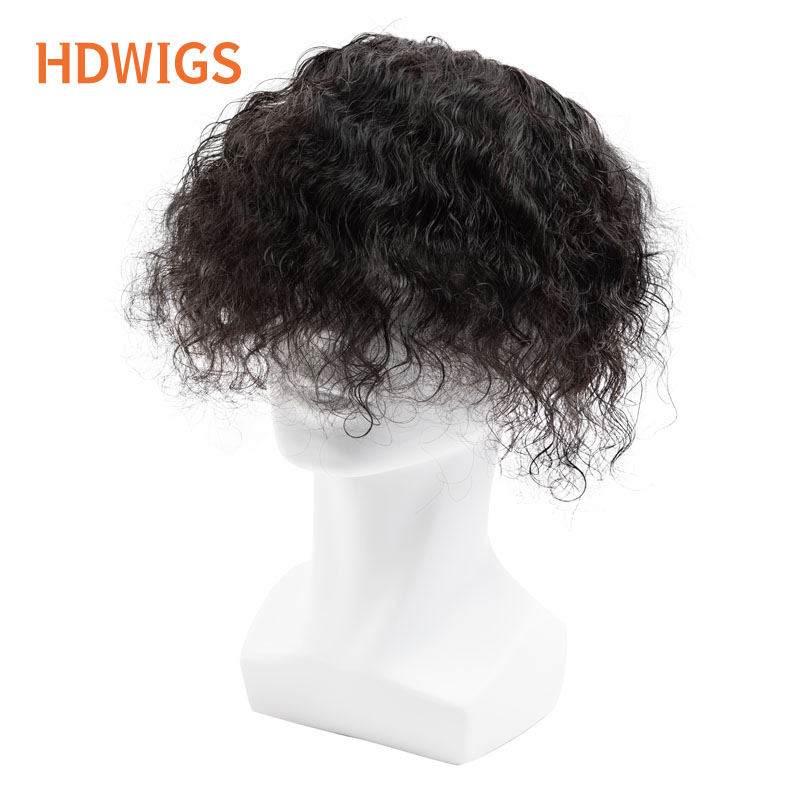 20mm Curly Men Capillary Prosthesis Fine Mono NPU Indian Human Hair Wig Brown Man Toupee Hair System Natural Hairpiece With Grey 73574