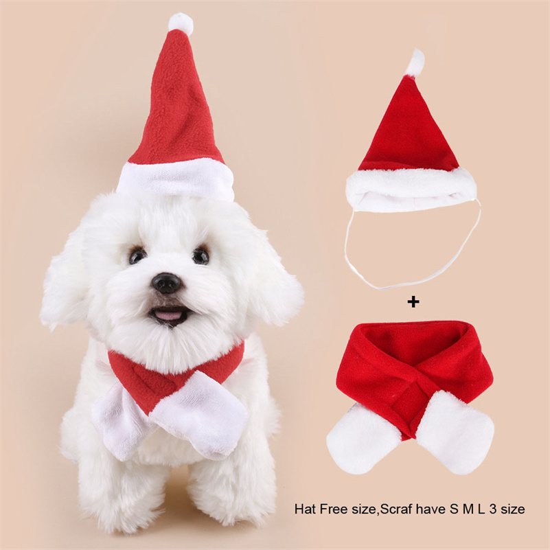 Enjoying Pet Christmas Costumes for Cats Small Dogs Cat Reindeer Antlers Headband Adjustable Doggie Reindeer Hat Santa Scarf, Kitten Christmas Outfit