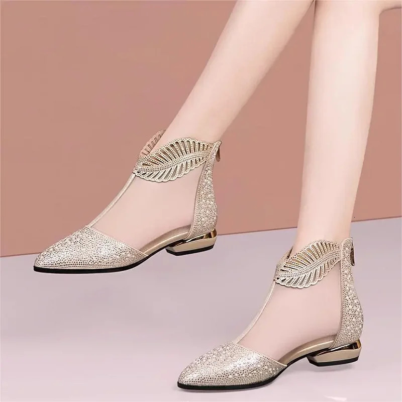Botas Femininas Womens Cute Gold Crystal High Quality Mesh Breathable Autumn Boots Womens Sweet and Sexy Party Wedding Shoes A241 241111