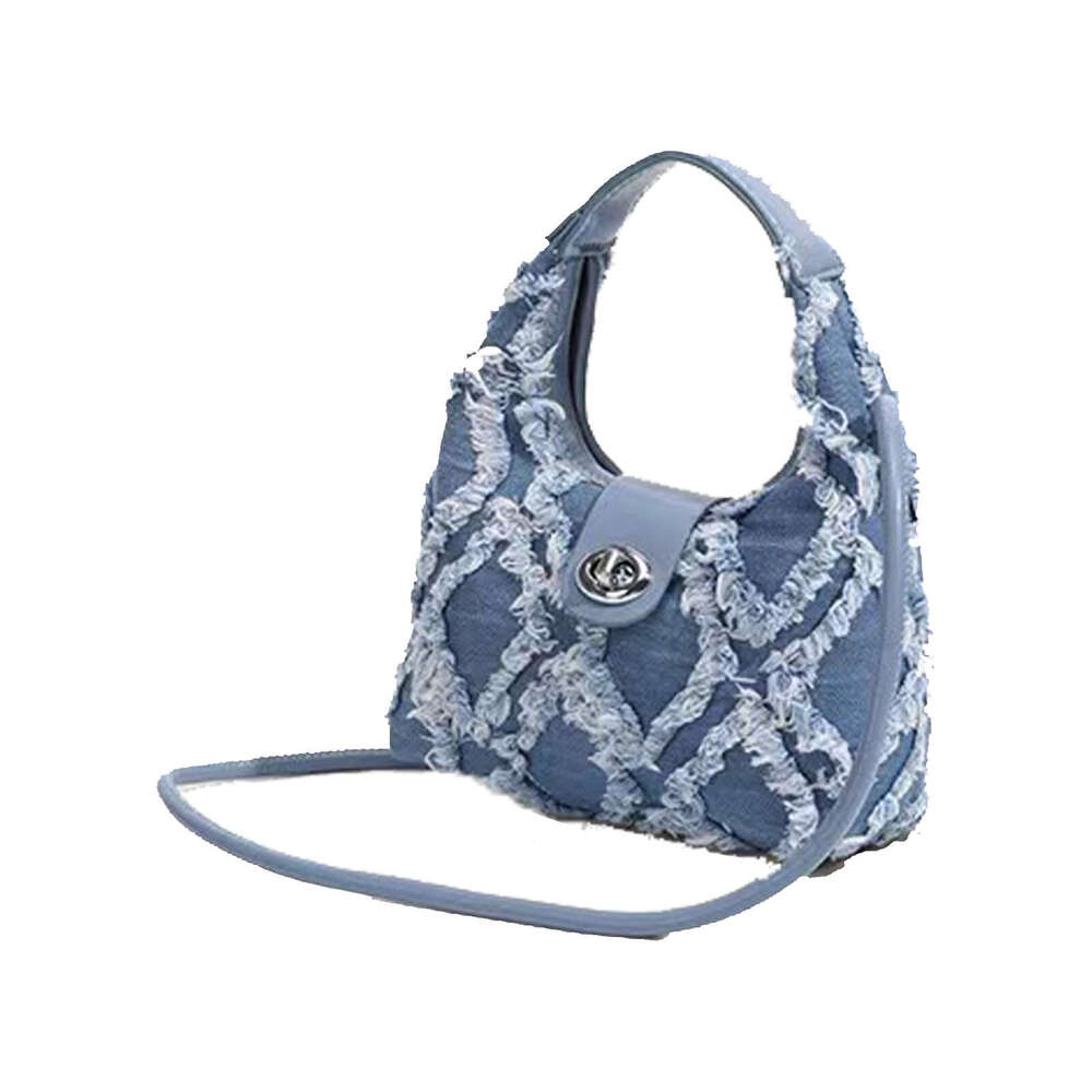 2024 new niche network red with the same denim dia check fashion single shoulder crossbody armpit bag woman