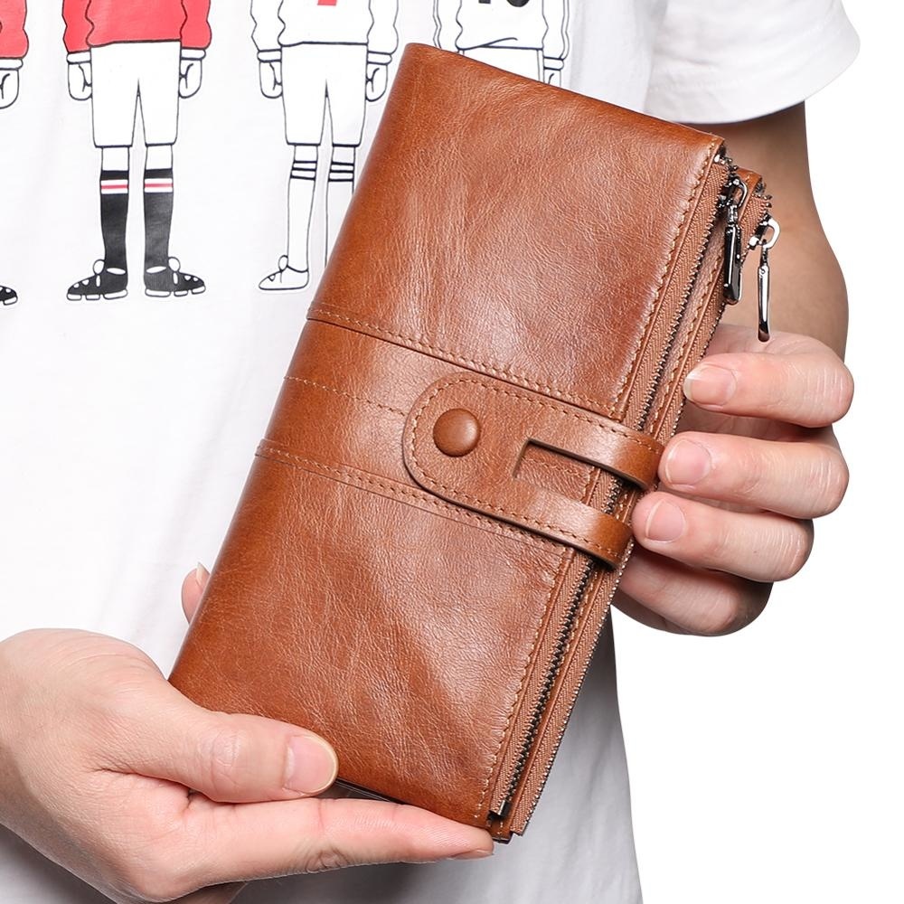 Sale Wallet Hot Genuine Leather Men Rfid s Male Card Holder Zipper Long Clutch Coin Purse New Design Unisex cb720