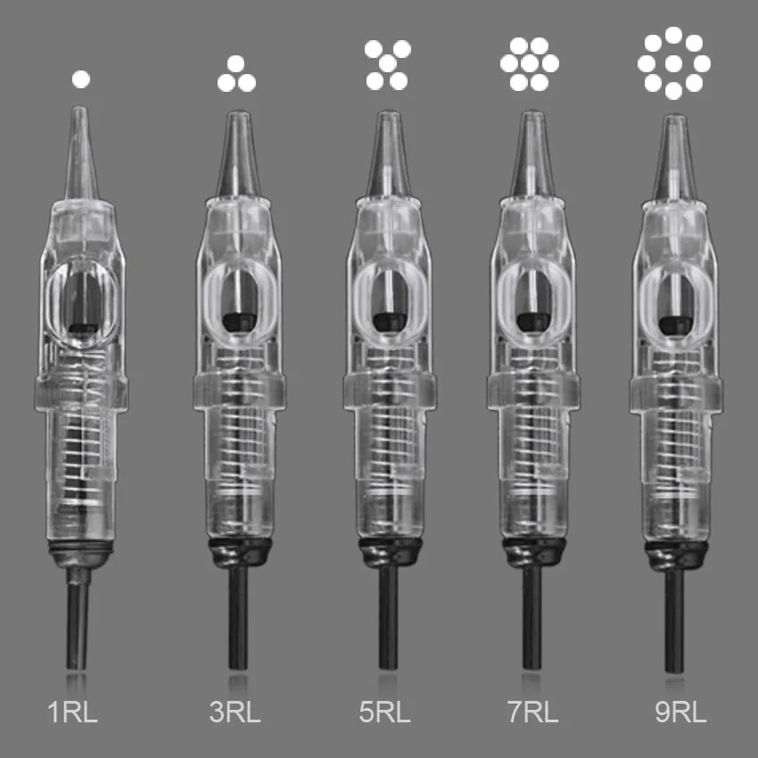100pcs Permanent Makeup Cartridge Needles 1RL Disposable Sterilized Tattoo Needle Easy Click for Eyebrow Lips Tattoo Supplies