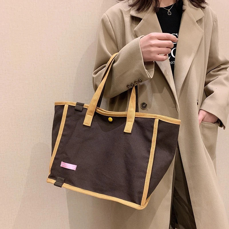 Womens canvas handbag large capacity handbag shoulder bag fashion trend wallet item 241111