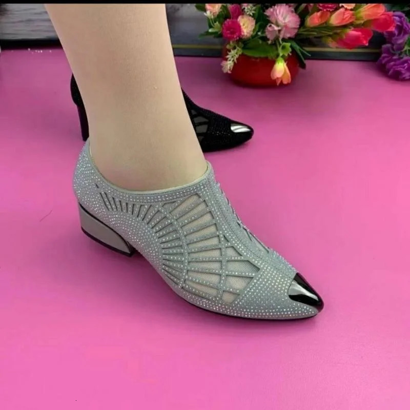 Hollow mesh flash pump Pointed Toe sandals womens work shoes breathable low boots Korean fashion novel direct 241111ww