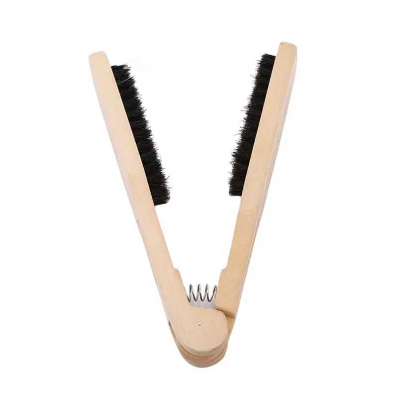 Professional straight hair comb double brush straight hair comb V-shaped hair brush wooden handle anti-static styling tool W241112