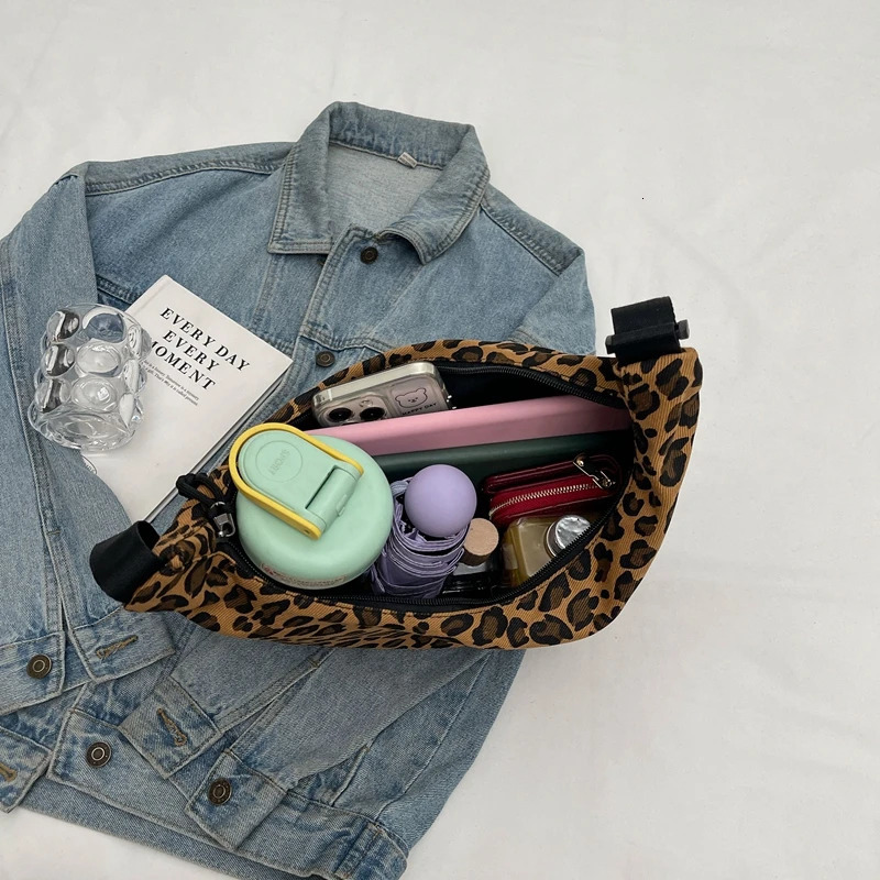 Leopard Print Crossbody Bags for Women Corduroy Casual Shoulder Bags Womens Sac A Main Femme Handbags 241111